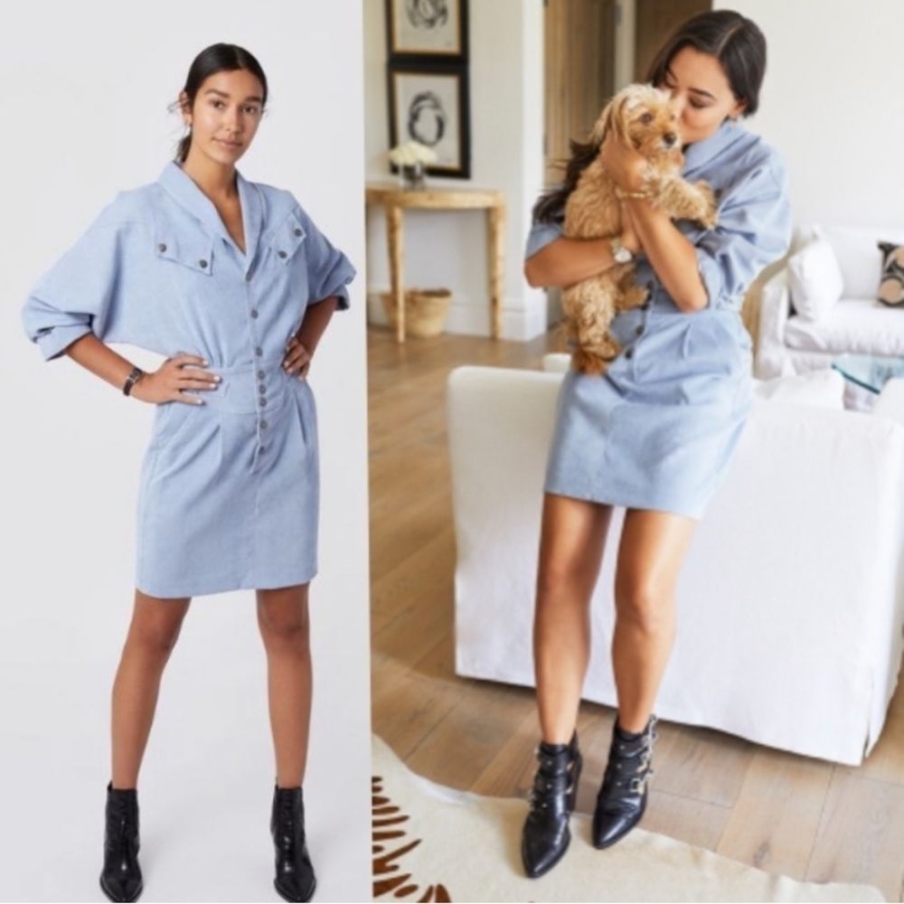 Rebecca Minkoff Rosa Corduroy Dress Winter Sky Western Cut